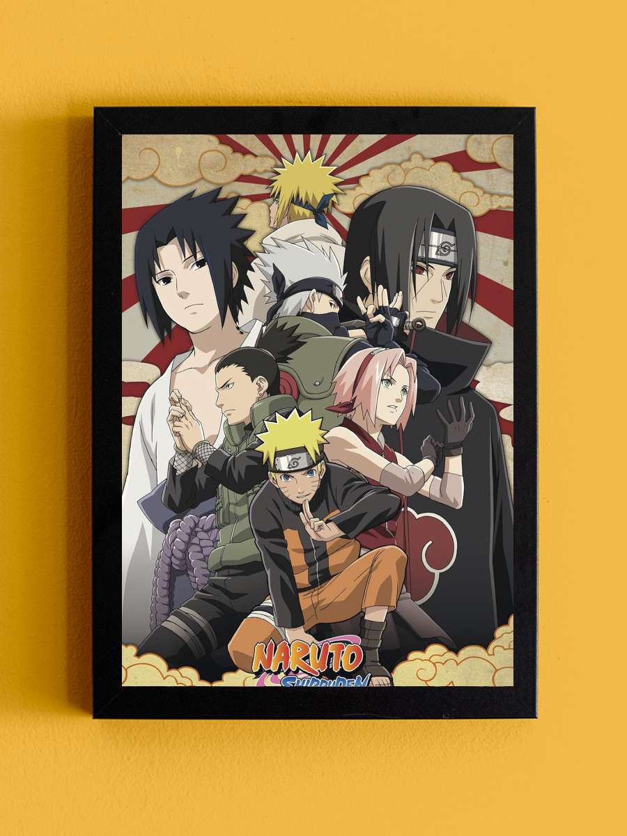 Naruto: Shippuuden - ナルト 疾風伝 Dizi Tablo Siyah Çerçeveli Dizi Poster Duvar Tablo