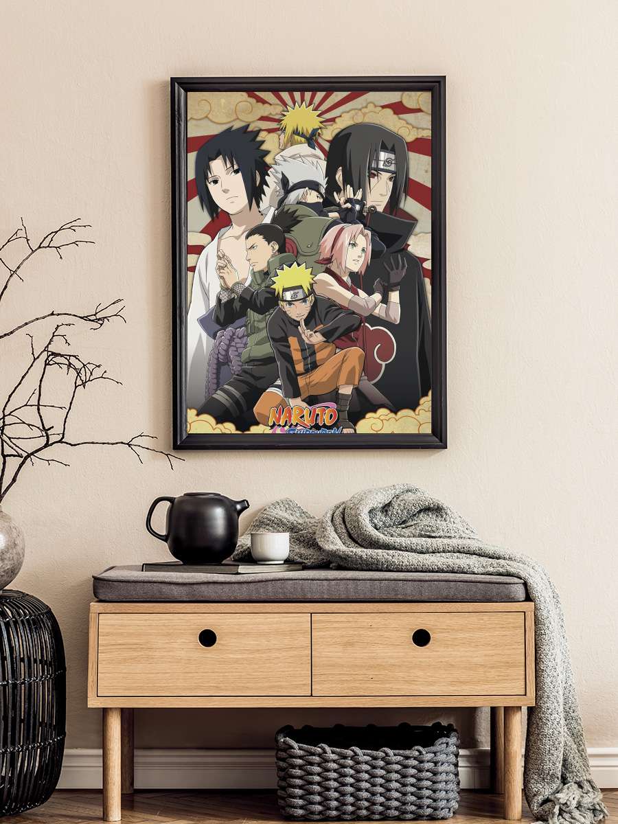 Naruto: Shippuuden - ナルト 疾風伝 Dizi Tablo Siyah Çerçeveli Dizi Poster Duvar Tablo