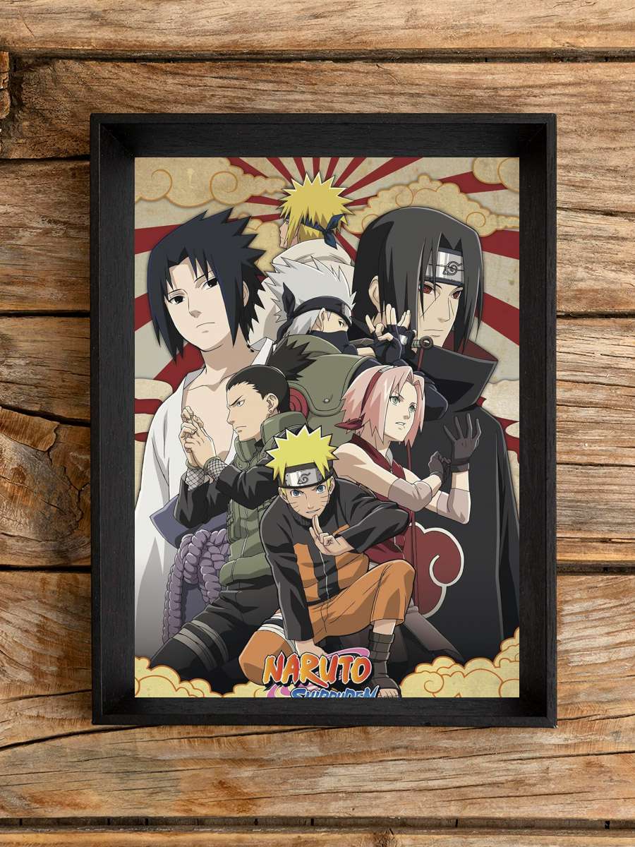 Naruto: Shippuuden - ナルト 疾風伝 Dizi Tablo Siyah Çerçeveli Dizi Poster Duvar Tablo