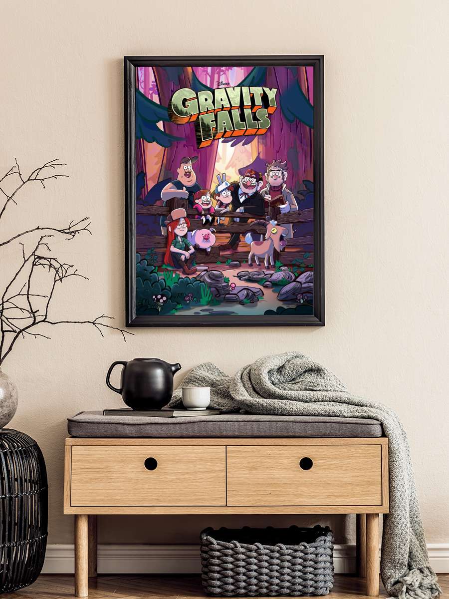 Esrarengiz Kasaba - Gravity Falls Dizi Tablo Siyah Çerçeveli Dizi Poster Duvar Tablo