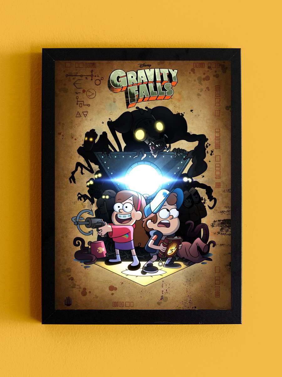 Esrarengiz Kasaba - Gravity Falls Dizi Tablo Siyah Çerçeveli Dizi Poster Duvar Tablo