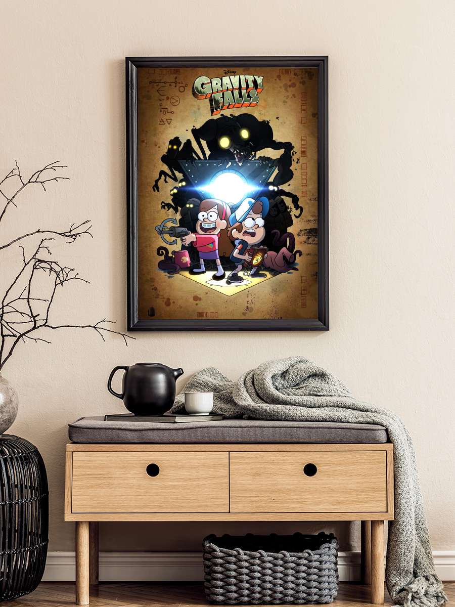 Esrarengiz Kasaba - Gravity Falls Dizi Tablo Siyah Çerçeveli Dizi Poster Duvar Tablo