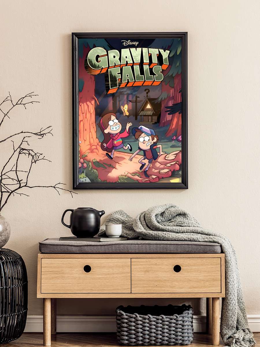 Esrarengiz Kasaba - Gravity Falls Dizi Tablo Siyah Çerçeveli Dizi Poster Duvar Tablo