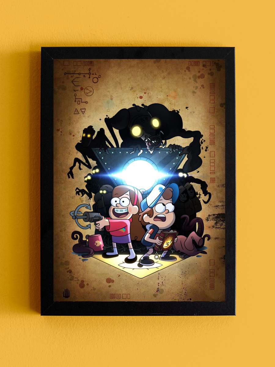 Esrarengiz Kasaba - Gravity Falls Dizi Tablo Siyah Çerçeveli Dizi Poster Duvar Tablo