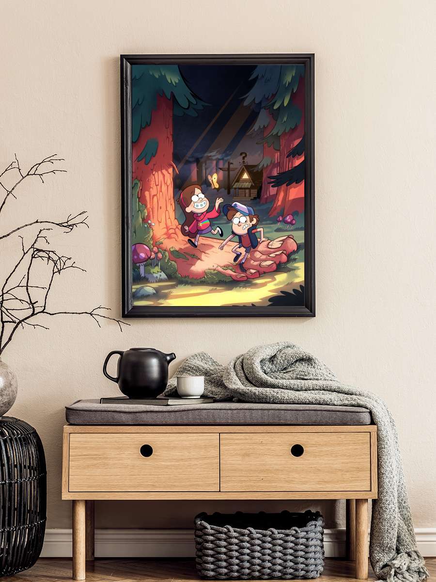 Esrarengiz Kasaba - Gravity Falls Dizi Tablo Siyah Çerçeveli Dizi Poster Duvar Tablo