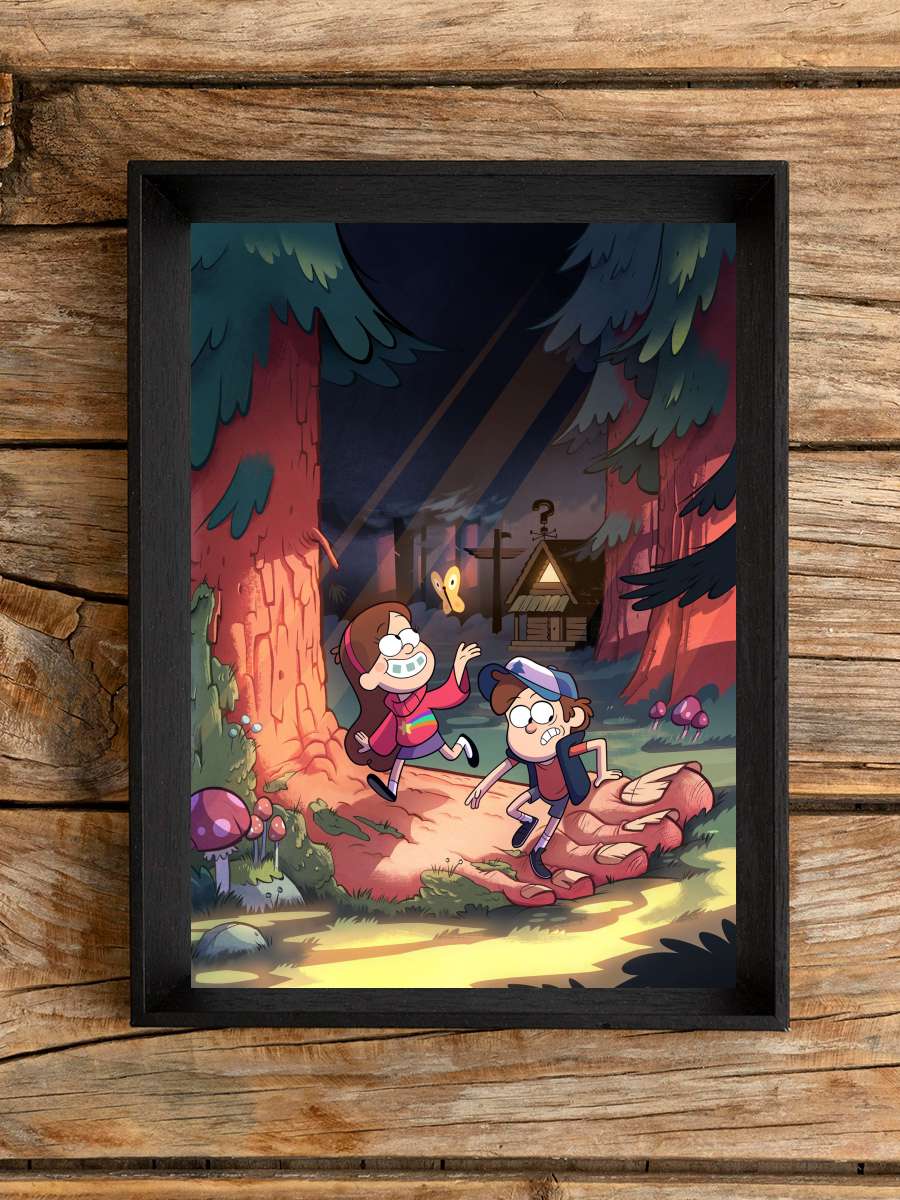 Esrarengiz Kasaba - Gravity Falls Dizi Tablo Siyah Çerçeveli Dizi Poster Duvar Tablo