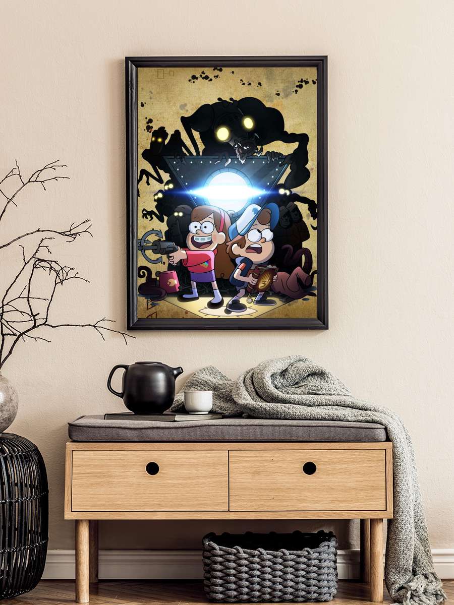 Esrarengiz Kasaba - Gravity Falls Dizi Tablo Siyah Çerçeveli Dizi Poster Duvar Tablo