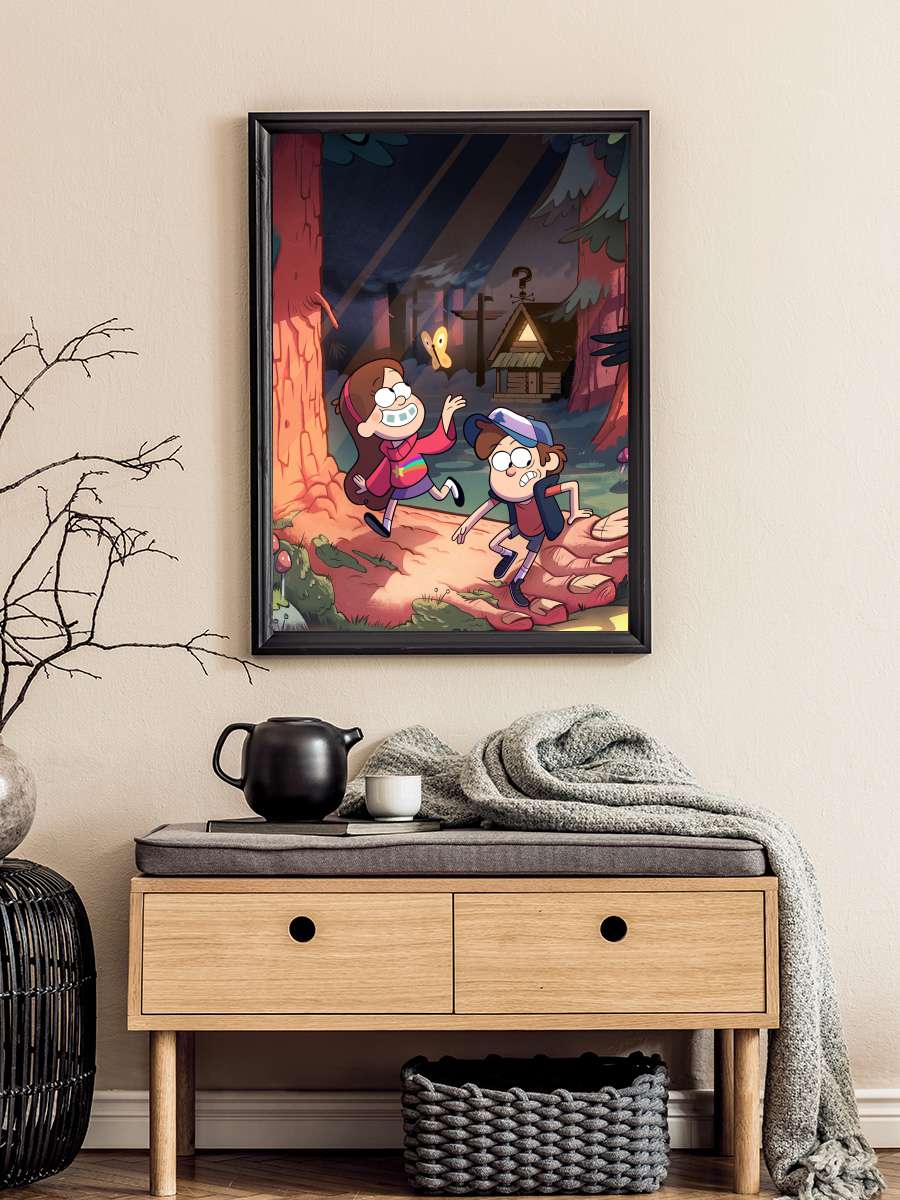 Esrarengiz Kasaba - Gravity Falls Dizi Tablo Siyah Çerçeveli Dizi Poster Duvar Tablo