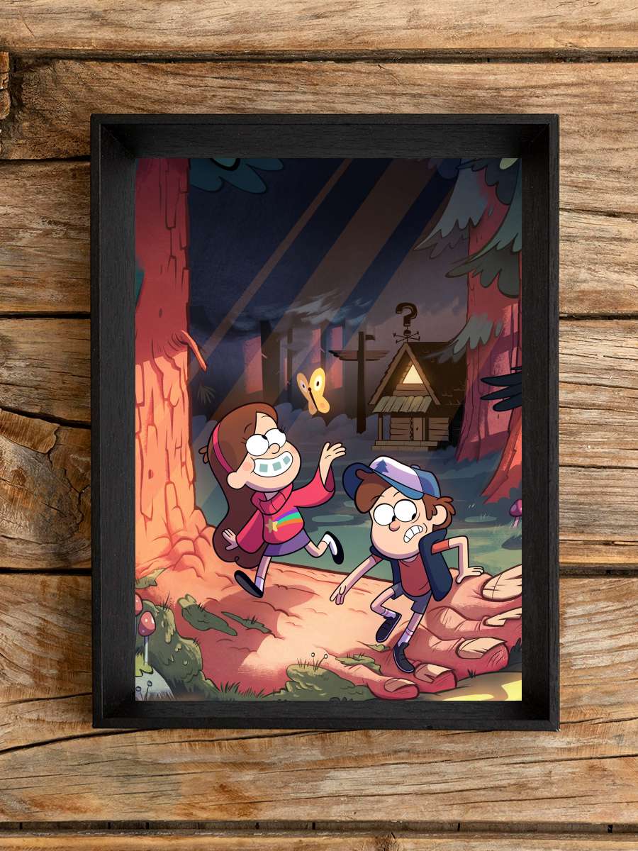 Esrarengiz Kasaba - Gravity Falls Dizi Tablo Siyah Çerçeveli Dizi Poster Duvar Tablo