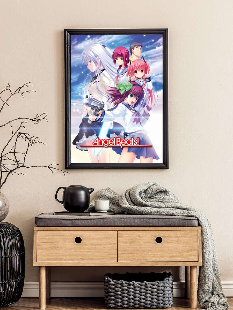 Angel Beats! Dizi Tablo Siyah Çerçeveli Dizi Poster Duvar Tablo