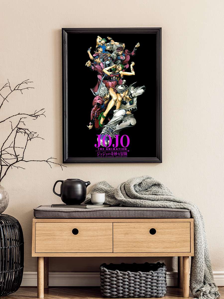 JoJo's Bizarre Adventure - ジョジョの奇妙な冒険 Dizi Tablo Siyah Çerçeveli Dizi Poster Duvar Tablo