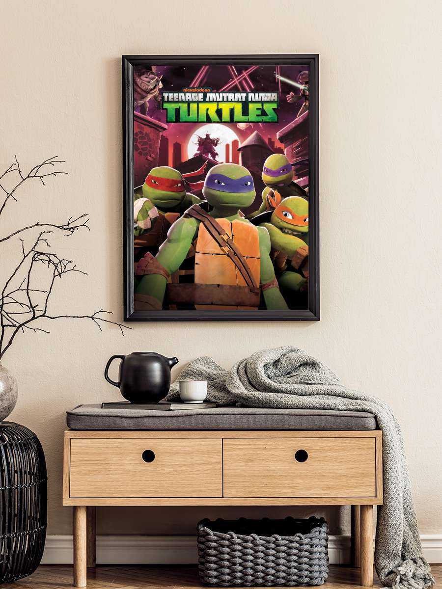 Genç Mutant Ninja Kaplumbağalar - Teenage Mutant Ninja Turtles Dizi Tablo Siyah Çerçeveli Dizi Poster Duvar Tablo