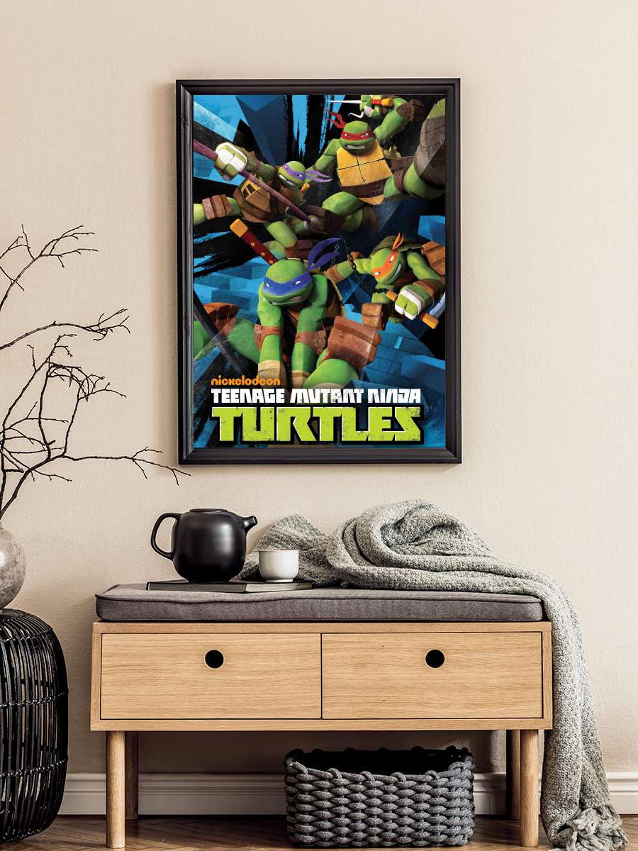 Genç Mutant Ninja Kaplumbağalar - Teenage Mutant Ninja Turtles Dizi Tablo Siyah Çerçeveli Dizi Poster Duvar Tablo