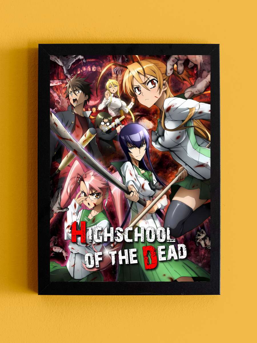 学園黙示録 HIGHSCHOOL OF THE DEAD Dizi Tablo Siyah Çerçeveli Dizi Poster Duvar Tablo