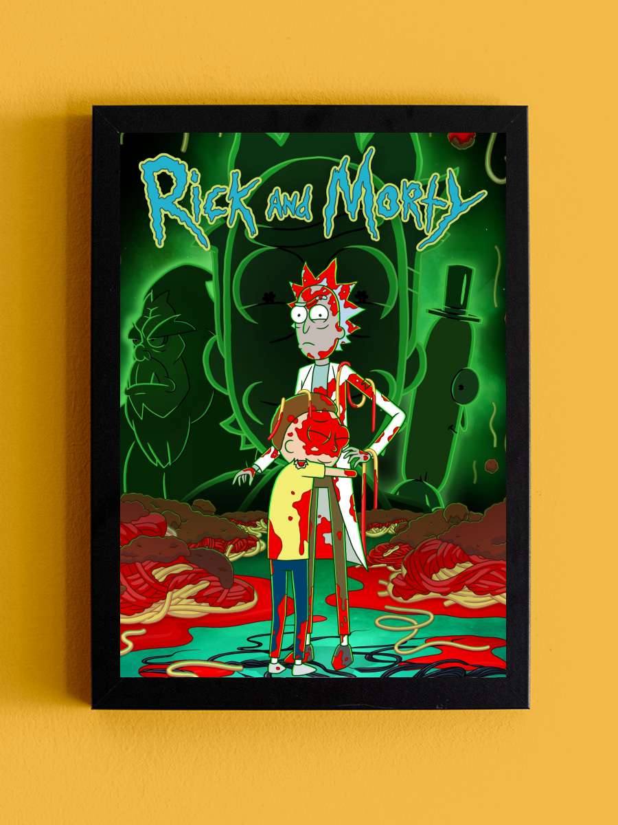 Rick and Morty Dizi Tablo Siyah Çerçeveli Dizi Poster Duvar Tablo