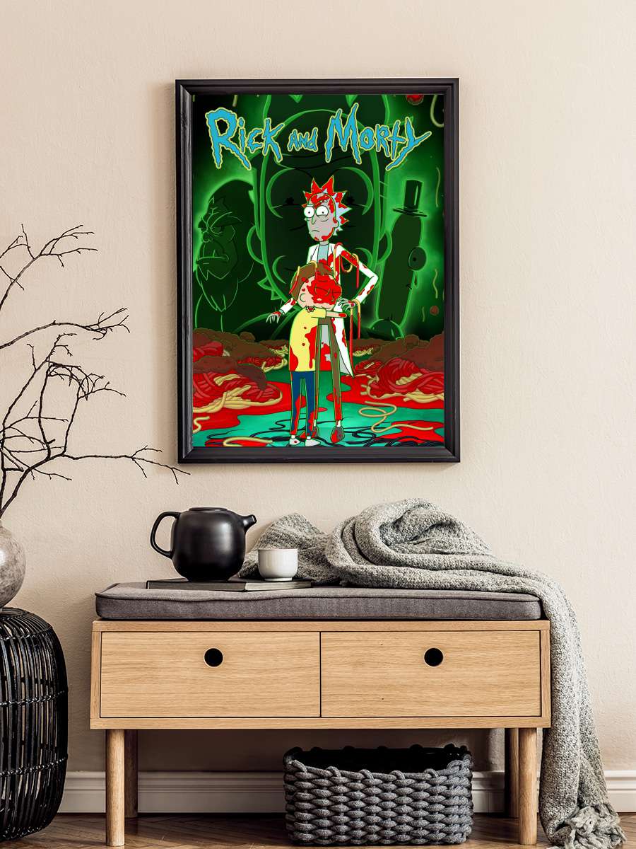 Rick and Morty Dizi Tablo Siyah Çerçeveli Dizi Poster Duvar Tablo