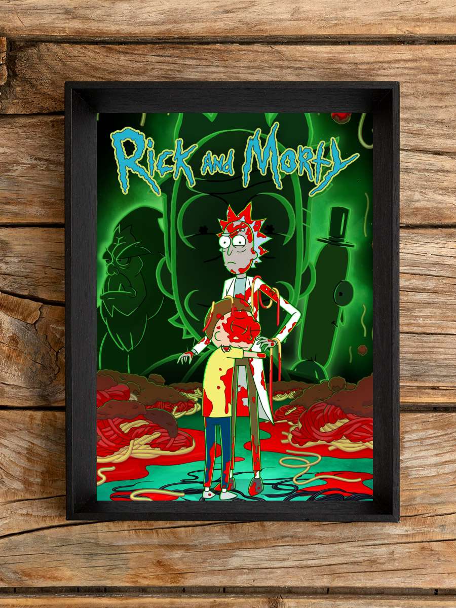 Rick and Morty Dizi Tablo Siyah Çerçeveli Dizi Poster Duvar Tablo