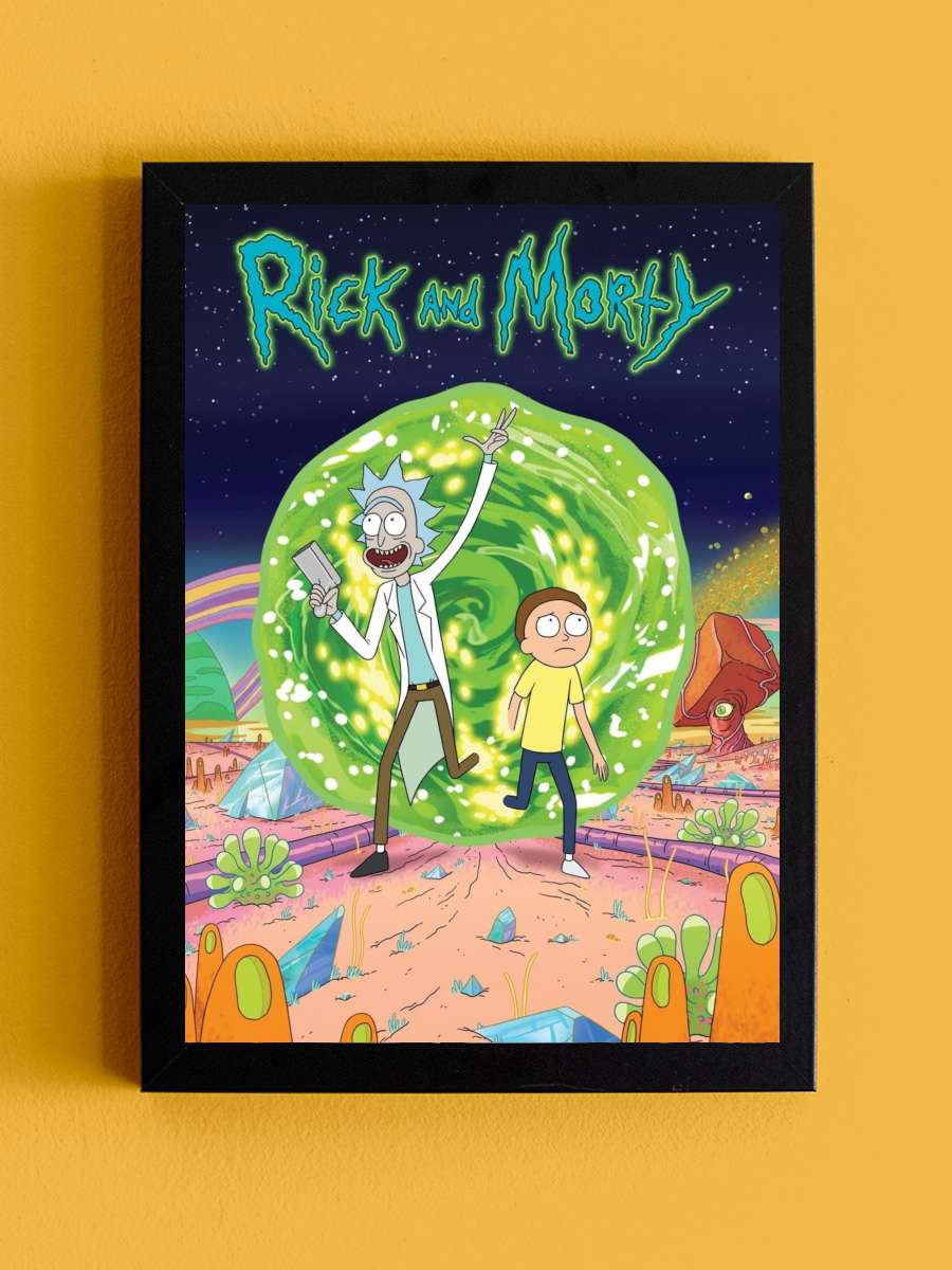 Rick and Morty Dizi Tablo Siyah Çerçeveli Dizi Poster Duvar Tablo