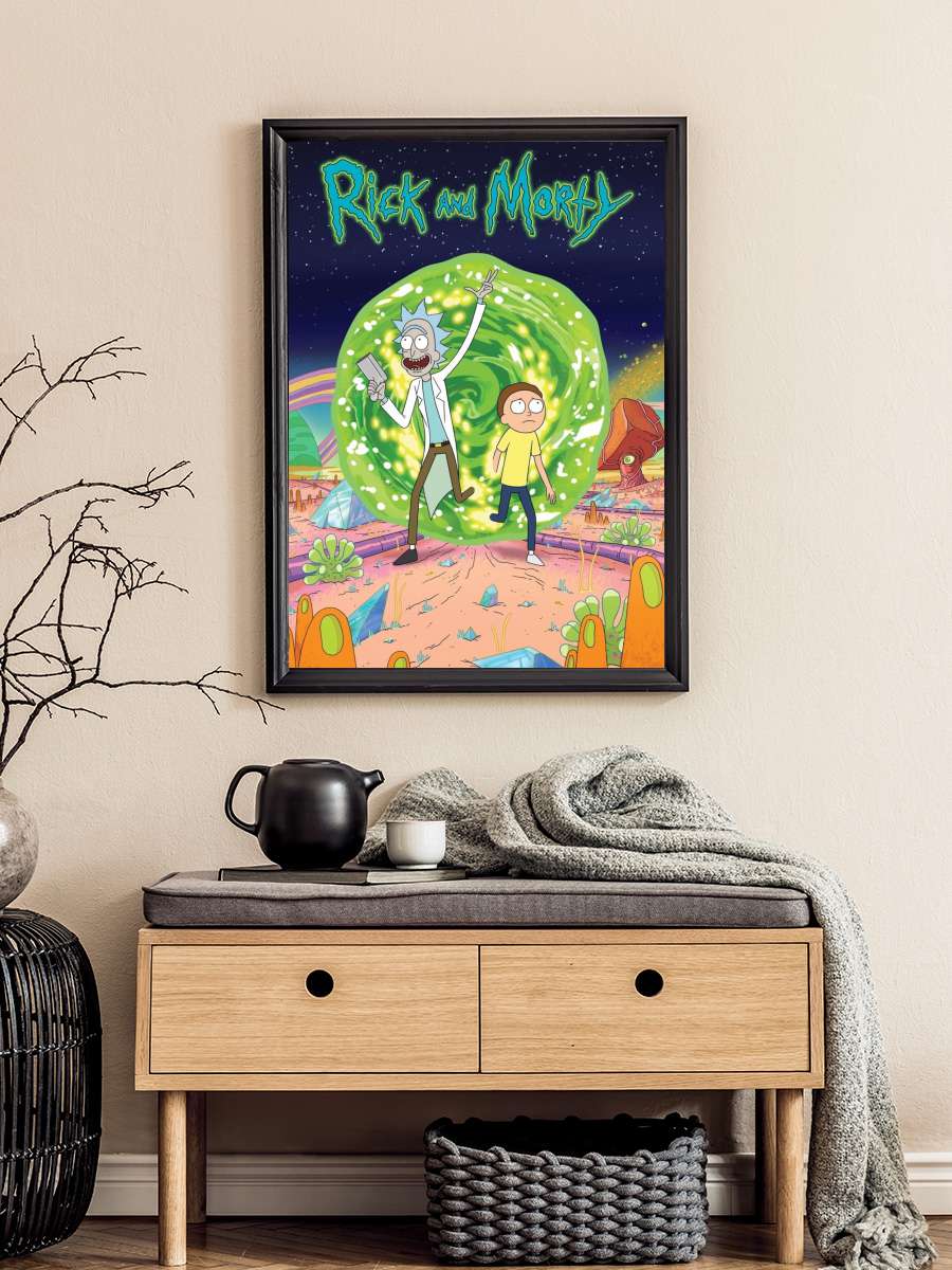 Rick and Morty Dizi Tablo Siyah Çerçeveli Dizi Poster Duvar Tablo