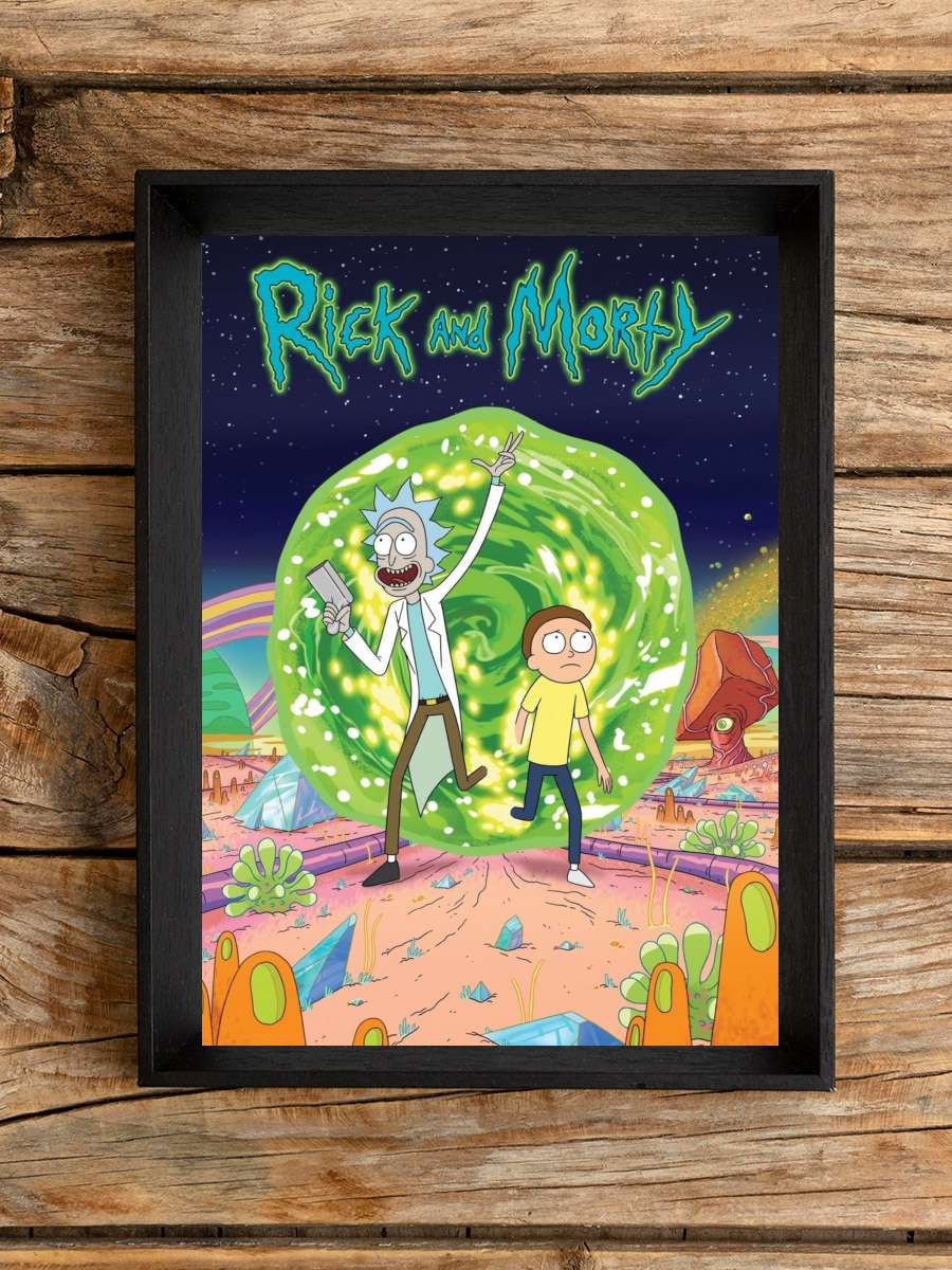 Rick and Morty Dizi Tablo Siyah Çerçeveli Dizi Poster Duvar Tablo