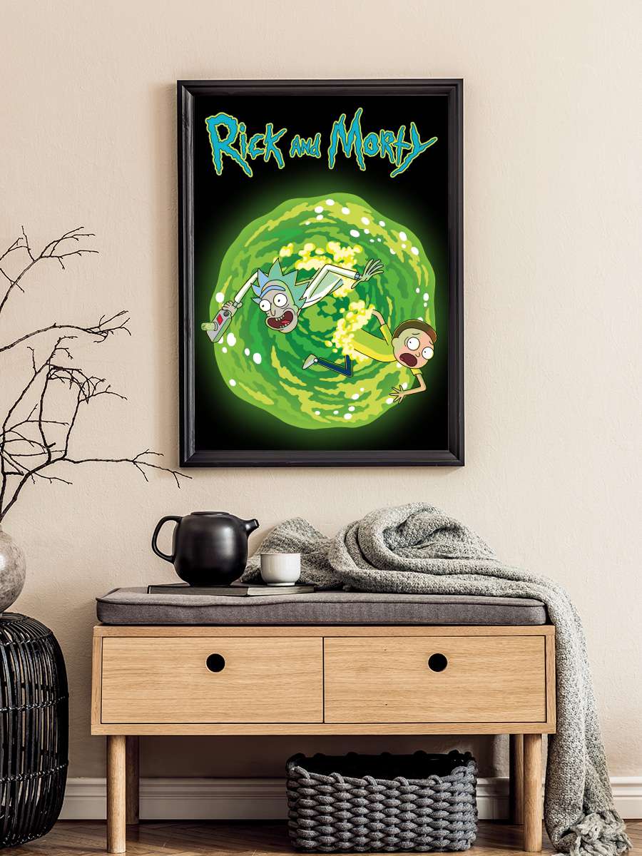 Rick and Morty Dizi Tablo Siyah Çerçeveli Dizi Poster Duvar Tablo