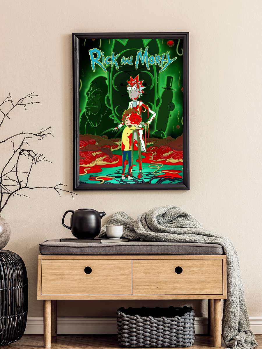 Rick and Morty Dizi Tablo Siyah Çerçeveli Dizi Poster Duvar Tablo