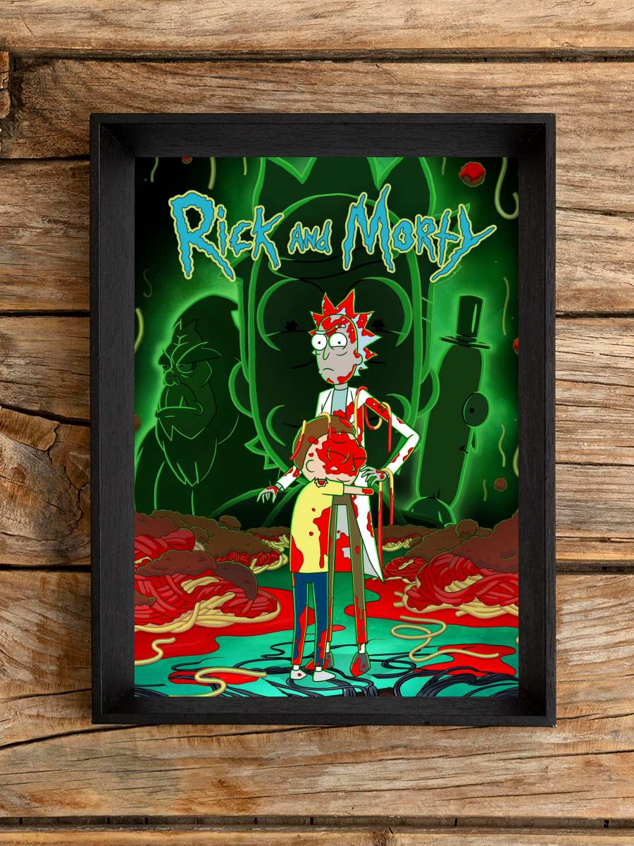 Rick and Morty Dizi Tablo Siyah Çerçeveli Dizi Poster Duvar Tablo