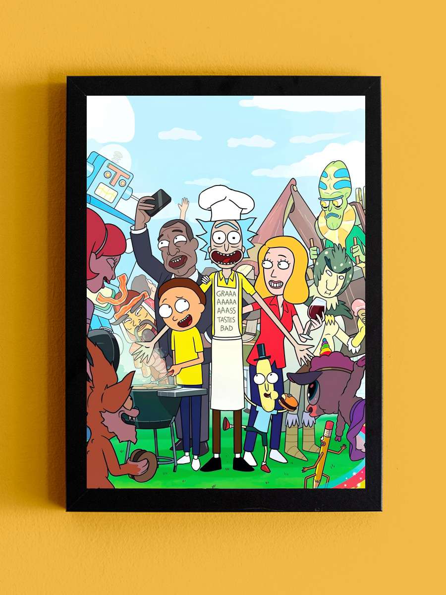 Rick and Morty Dizi Tablo Siyah Çerçeveli Dizi Poster Duvar Tablo