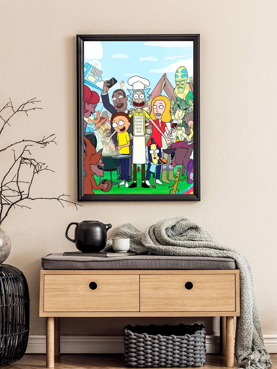 Rick and Morty Dizi Tablo Siyah Çerçeveli Dizi Poster Duvar Tablo