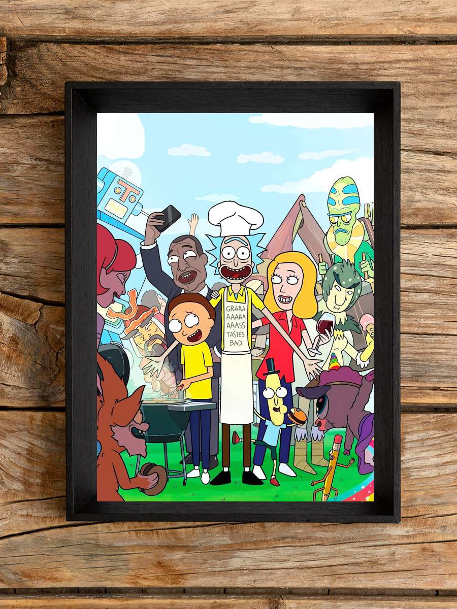 Rick and Morty Dizi Tablo Siyah Çerçeveli Dizi Poster Duvar Tablo