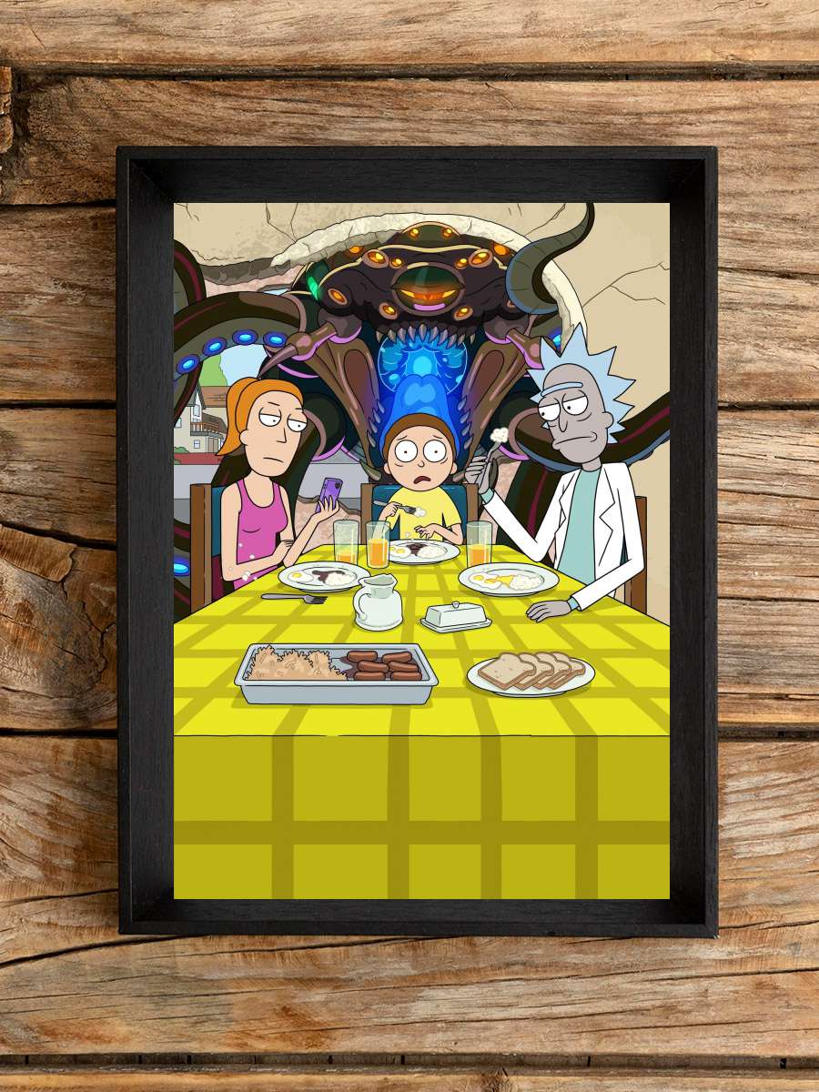 Rick and Morty Dizi Tablo Siyah Çerçeveli Dizi Poster Duvar Tablo