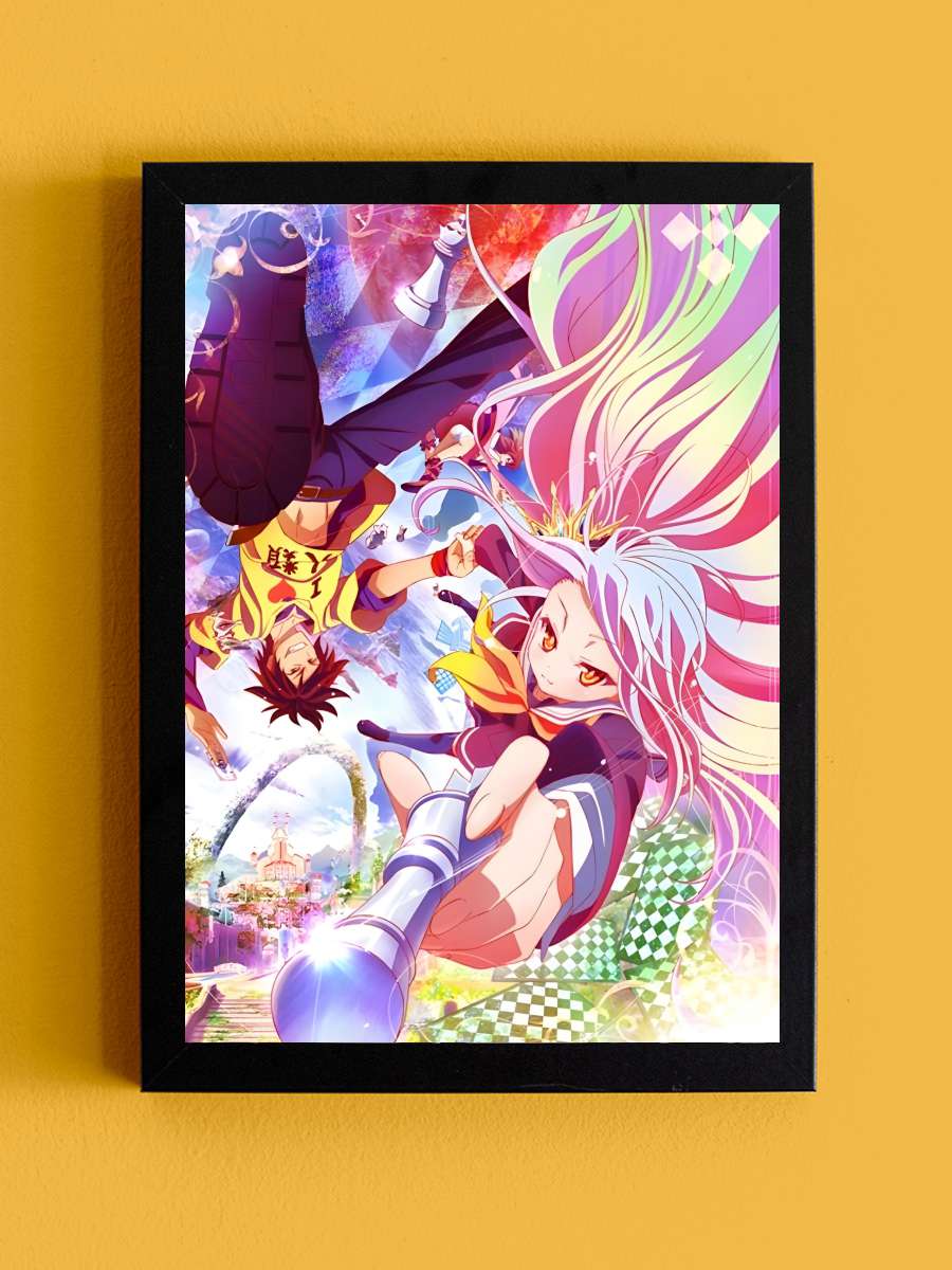 No Game, No Life - ノーゲーム･ノーライフ Dizi Tablo Siyah Çerçeveli Dizi Poster Duvar Tablo