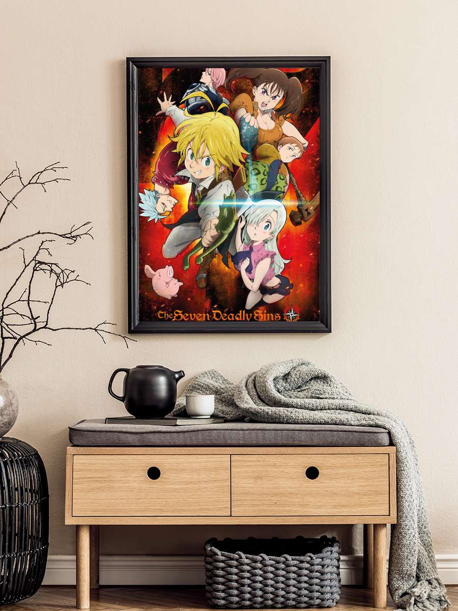 Nanatsu no Taizai - 七つの大罪 Dizi Tablo Siyah Çerçeveli Dizi Poster Duvar Tablo