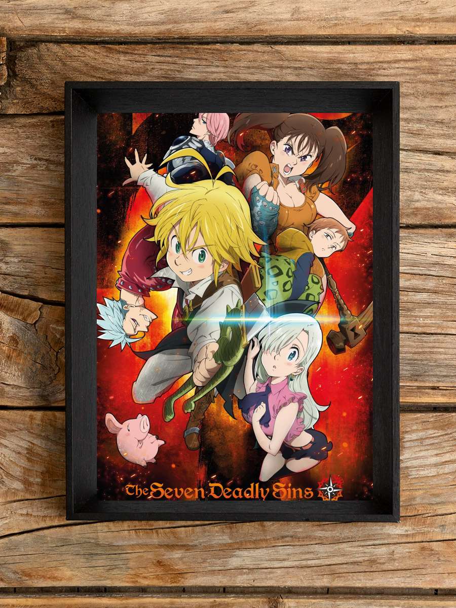 Nanatsu no Taizai - 七つの大罪 Dizi Tablo Siyah Çerçeveli Dizi Poster Duvar Tablo