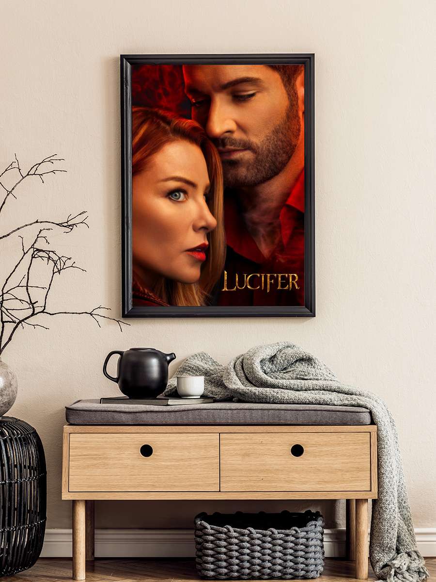 Lucifer Dizi Tablo Siyah Çerçeveli Dizi Poster Duvar Tablo