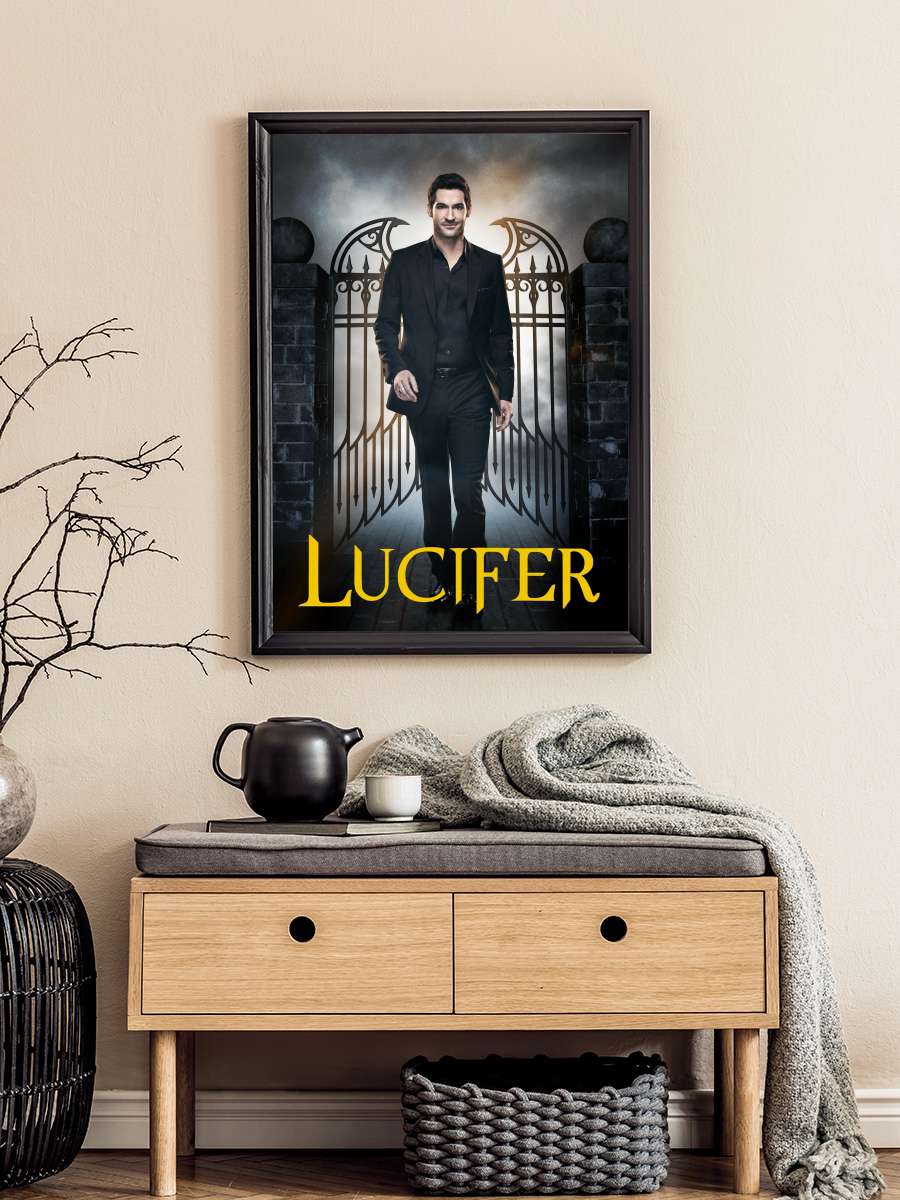 Lucifer Dizi Tablo Siyah Çerçeveli Dizi Poster Duvar Tablo