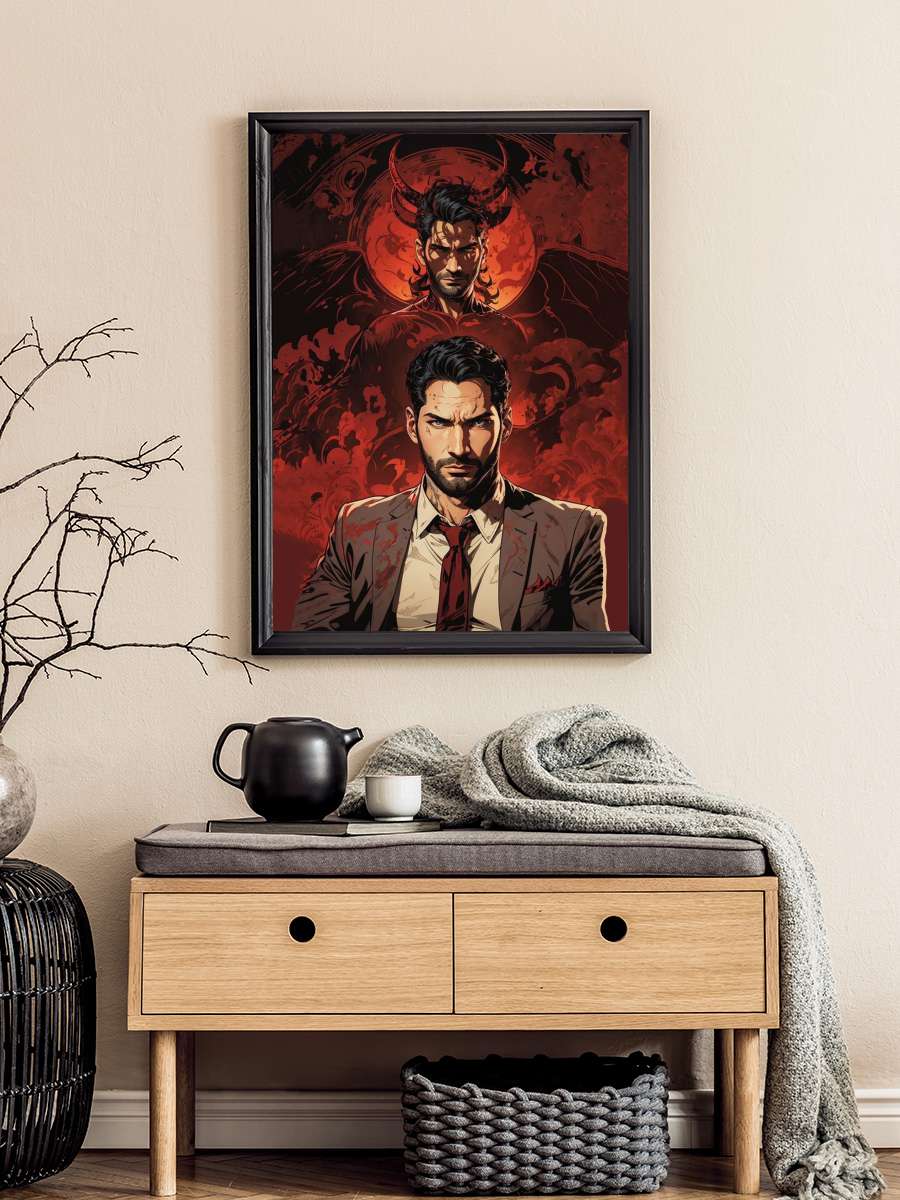 Lucifer Dizi Tablo Siyah Çerçeveli Dizi Poster Duvar Tablo