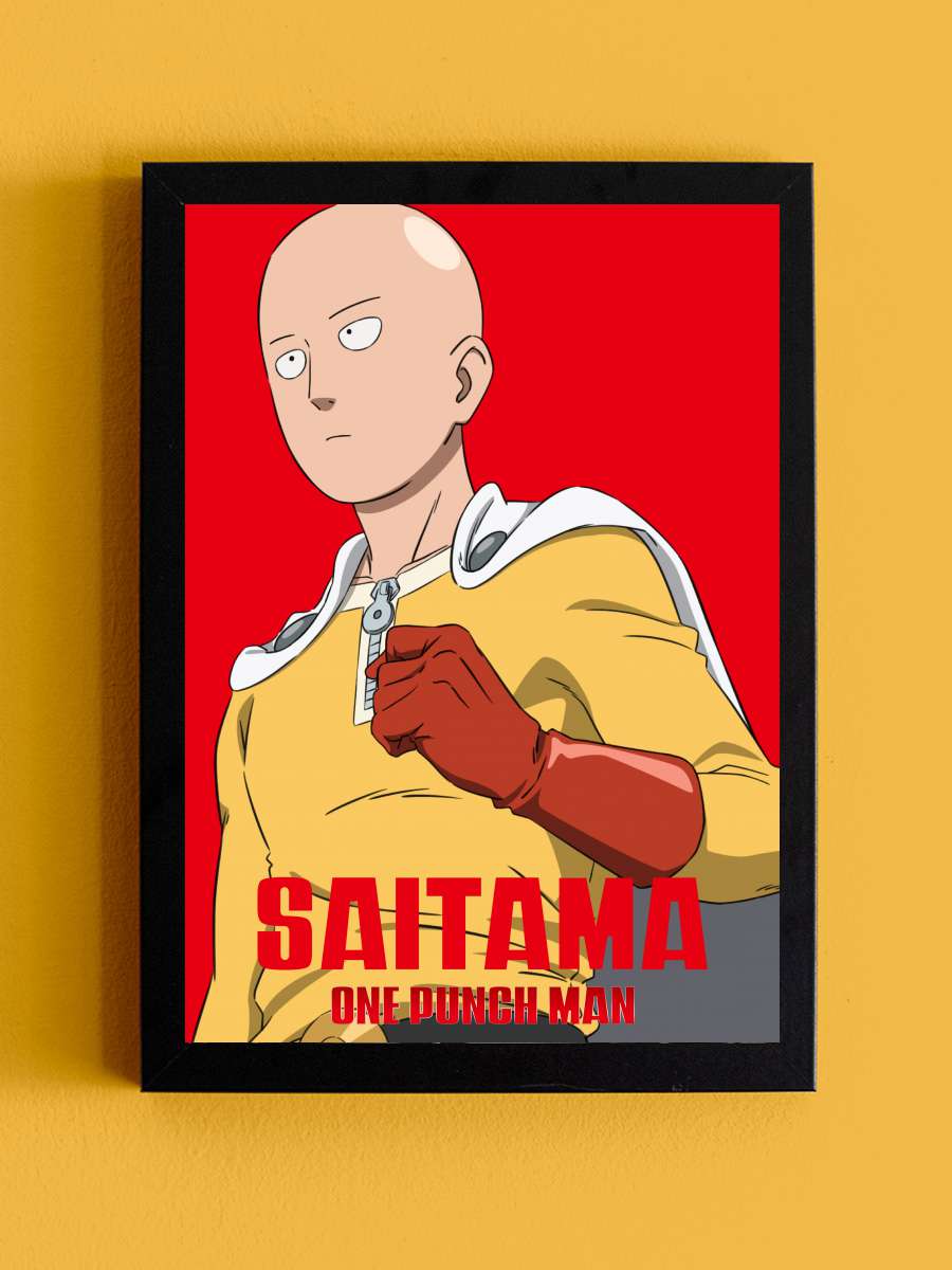 One Punch Man - ワンパンマン Dizi Tablo Siyah Çerçeveli Dizi Poster Duvar Tablo