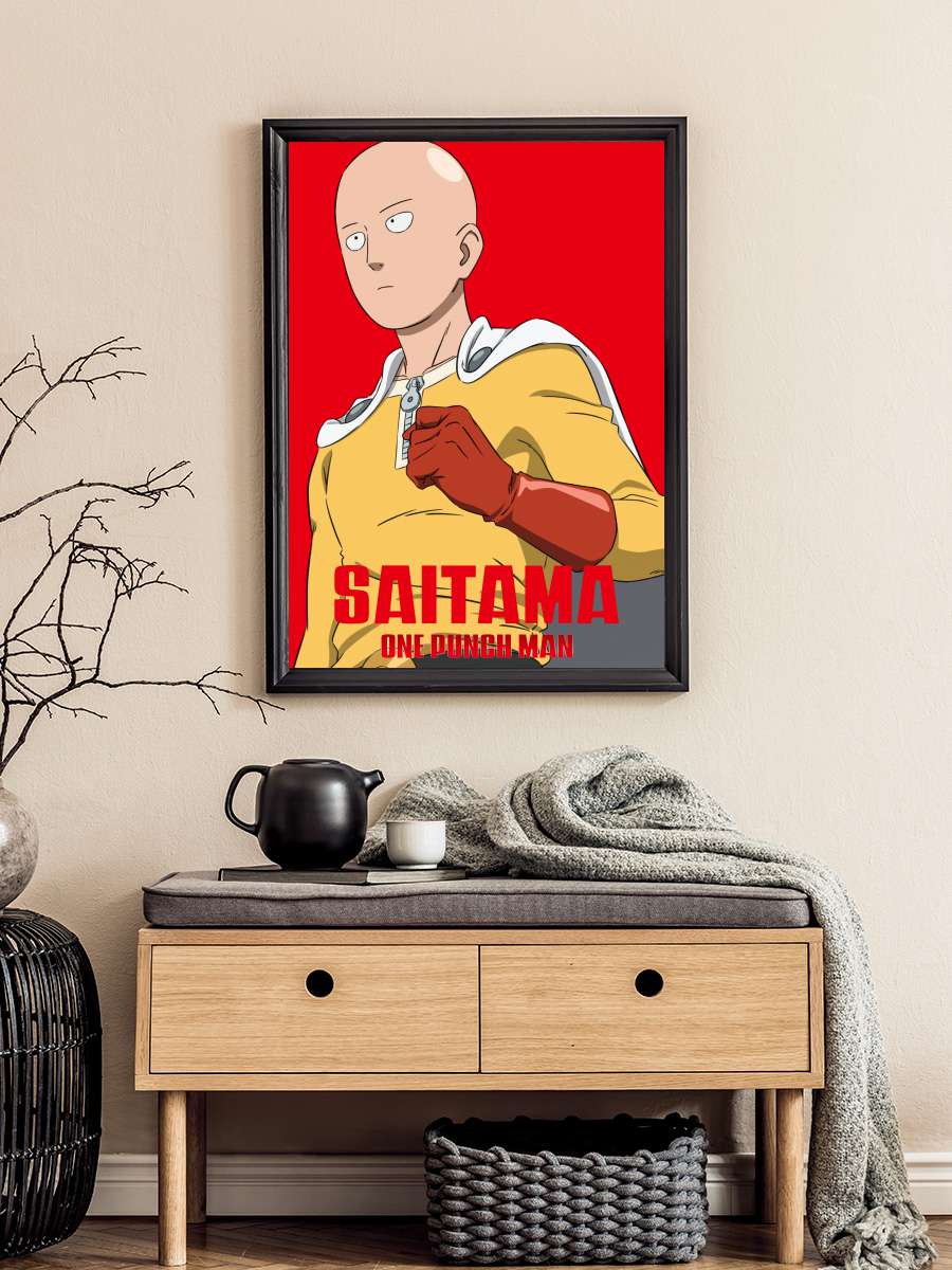 One Punch Man - ワンパンマン Dizi Tablo Siyah Çerçeveli Dizi Poster Duvar Tablo