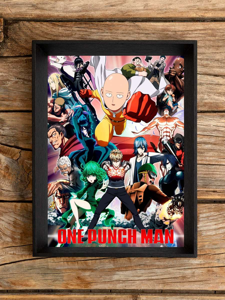 One Punch Man - ワンパンマン Dizi Tablo Siyah Çerçeveli Dizi Poster Duvar Tablo