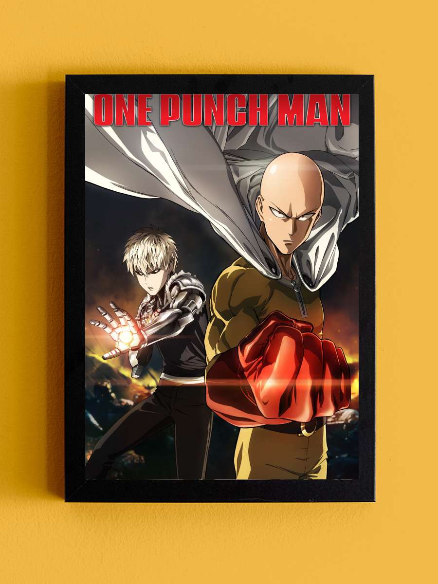 One Punch Man - ワンパンマン Dizi Tablo Siyah Çerçeveli Dizi Poster Duvar Tablo