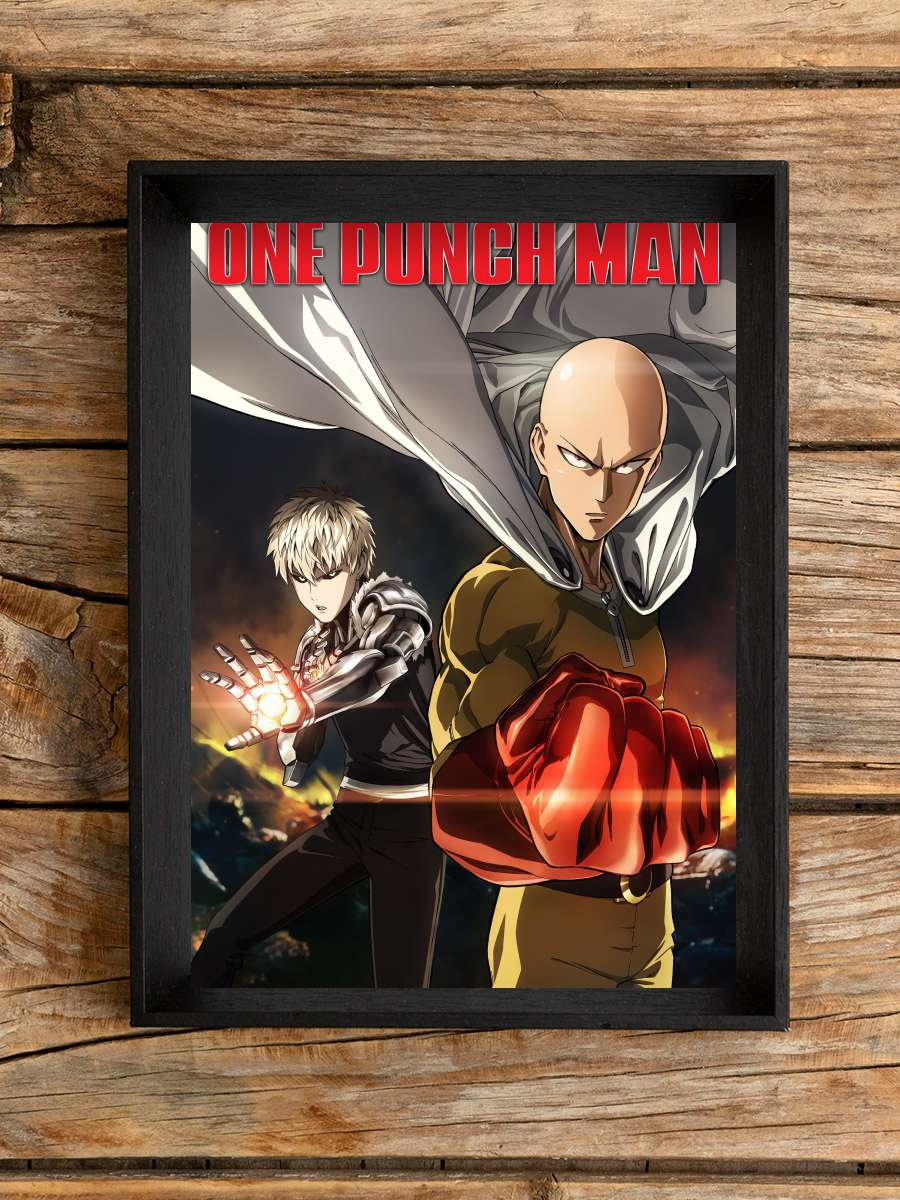 One Punch Man - ワンパンマン Dizi Tablo Siyah Çerçeveli Dizi Poster Duvar Tablo