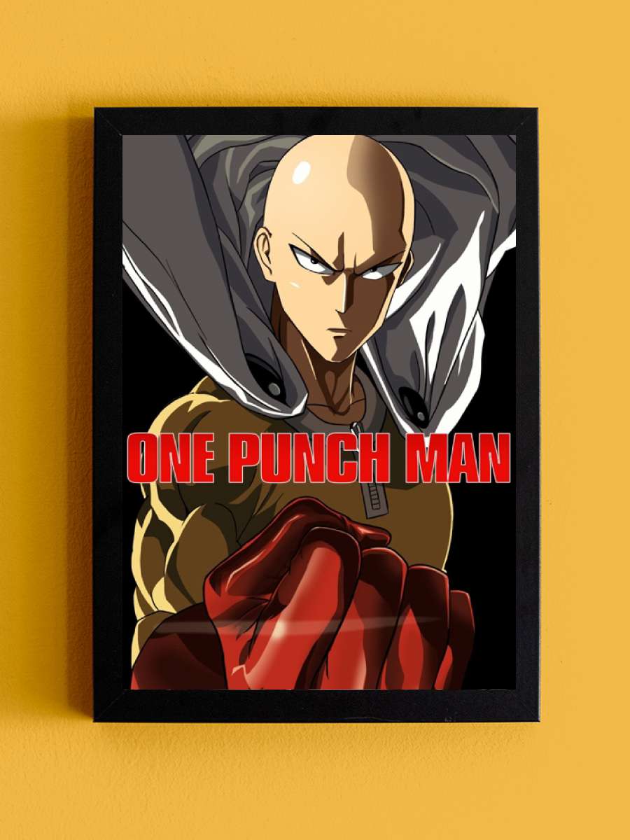 One Punch Man - ワンパンマン Dizi Tablo Siyah Çerçeveli Dizi Poster Duvar Tablo