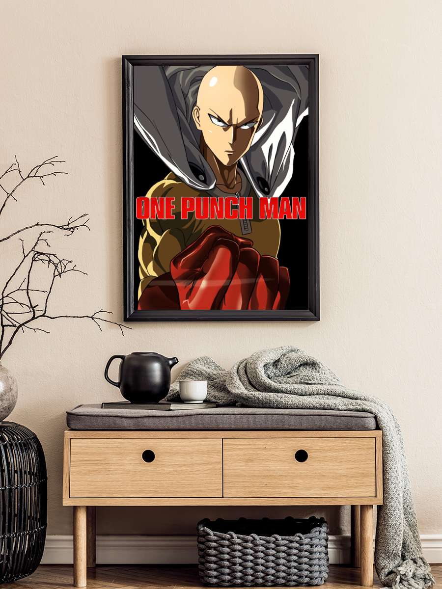 One Punch Man - ワンパンマン Dizi Tablo Siyah Çerçeveli Dizi Poster Duvar Tablo