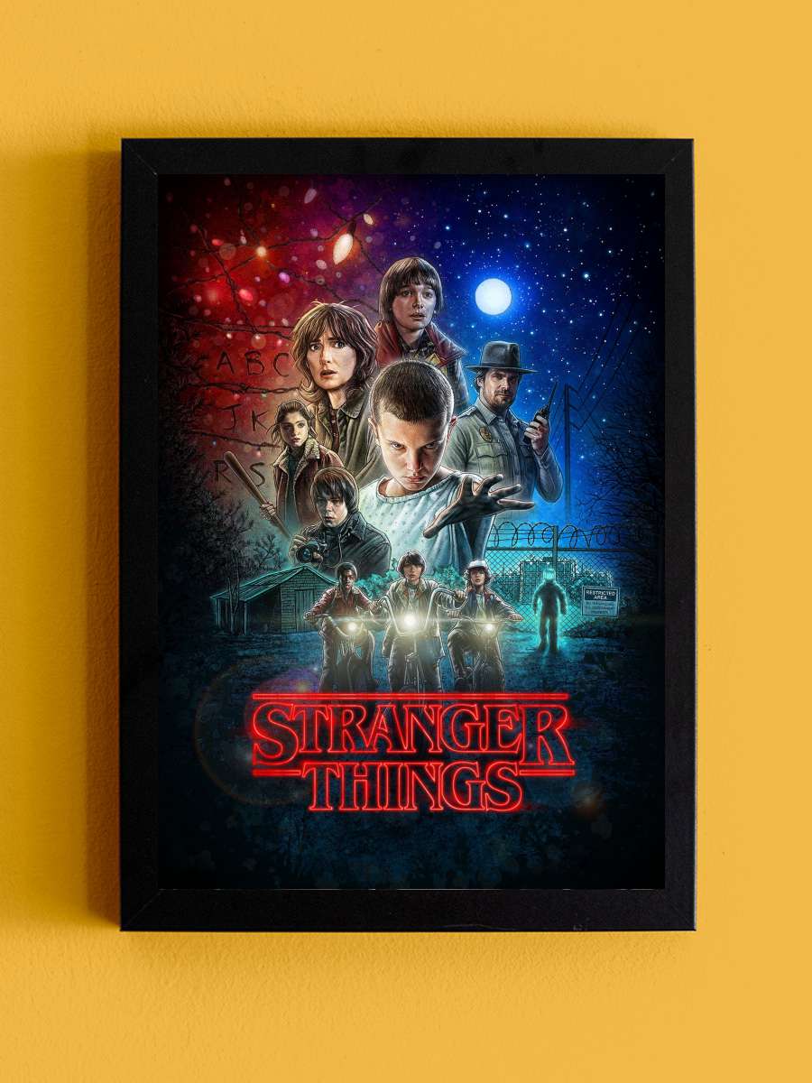 Stranger Things Dizi Tablo Siyah Çerçeveli Dizi Poster Duvar Tablo