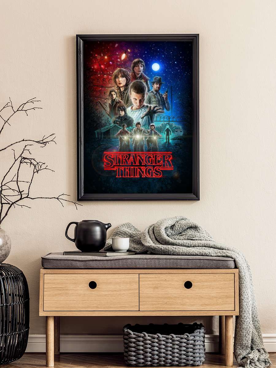 Stranger Things Dizi Tablo Siyah Çerçeveli Dizi Poster Duvar Tablo