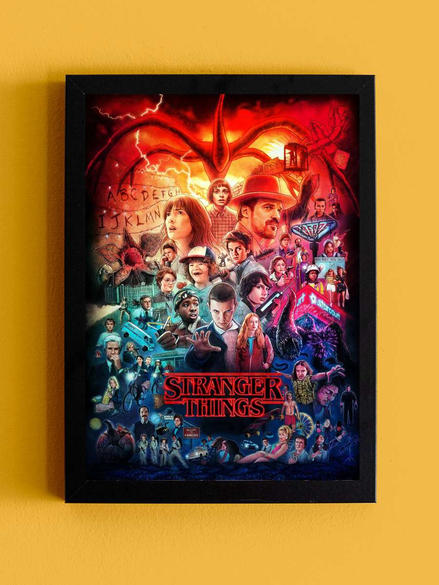 Stranger Things Dizi Tablo Siyah Çerçeveli Dizi Poster Duvar Tablo