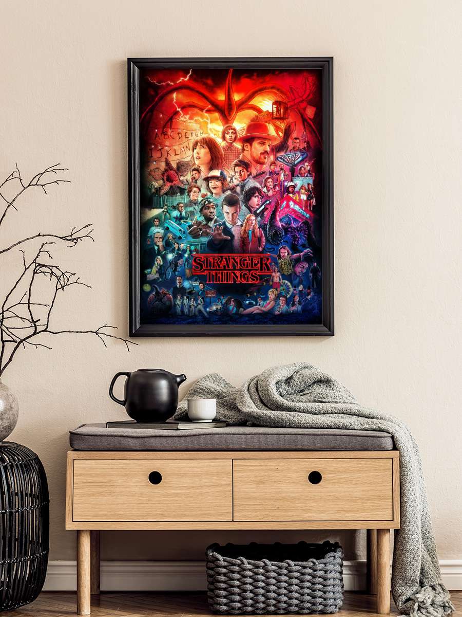 Stranger Things Dizi Tablo Siyah Çerçeveli Dizi Poster Duvar Tablo