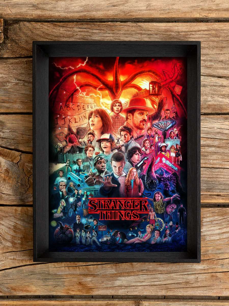 Stranger Things Dizi Tablo Siyah Çerçeveli Dizi Poster Duvar Tablo