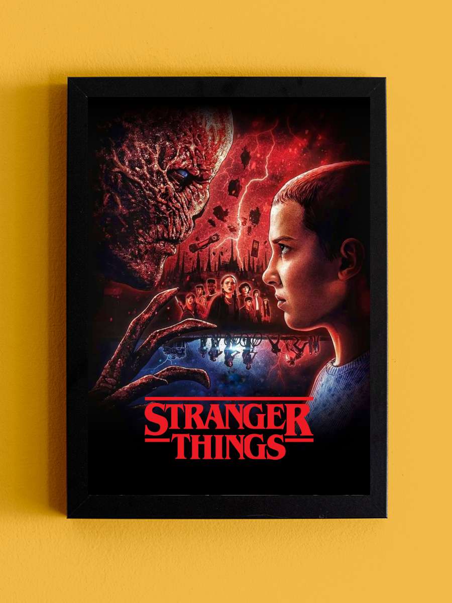 Stranger Things Dizi Tablo Siyah Çerçeveli Dizi Poster Duvar Tablo